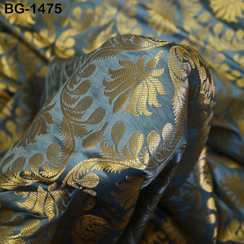 Grey Crafting Fabric Indian Brocade Fabric by the Yard Wedding Dress Banarasi Brocade Fabric Bridal Dresses Lengha Material Sewing