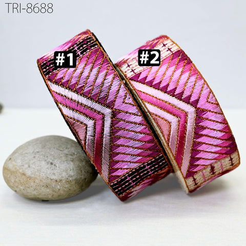 9 Yard Magenta 5cm Sari Border Embroidery Trim Embroidered Saree Ribbon Embellishments Sewing Crafting Costumes Headband Dog Collar Tote Bag
