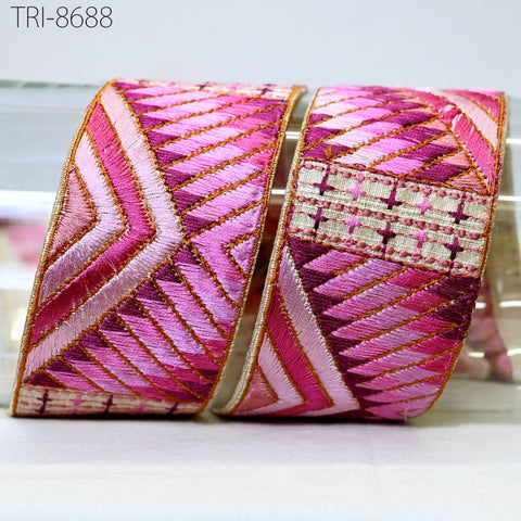 9 Yard Magenta 5cm Sari Border Embroidery Trim Embroidered Saree Ribbon Embellishments Sewing Crafting Costumes Headband Dog Collar Tote Bag