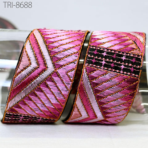 9 Yard Magenta 5cm Sari Border Embroidery Trim Embroidered Saree Ribbon Embellishments Sewing Crafting Costumes Headband Dog Collar Tote Bag