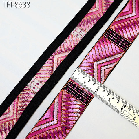 9 Yard Magenta 5cm Sari Border Embroidery Trim Embroidered Saree Ribbon Embellishments Sewing Crafting Costumes Headband Dog Collar Tote Bag