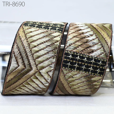 3 Yard Brown Sari Border Embroidery Trim Embroidered Saree Ribbon Embellishments Sewing Crafting Costumes Headband Dog Collar Tote Bags 5cm