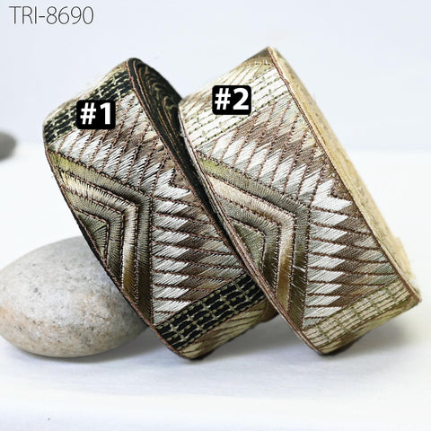 3 Yard Brown Sari Border Embroidery Trim Embroidered Saree Ribbon Embellishments Sewing Crafting Costumes Headband Dog Collar Tote Bags 5cm