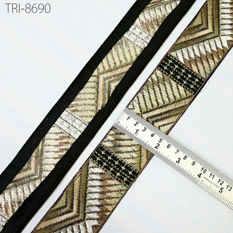 3 Yard Brown Sari Border Embroidery Trim Embroidered Saree Ribbon Embellishments Sewing Crafting Costumes Headband Dog Collar Tote Bags 5cm