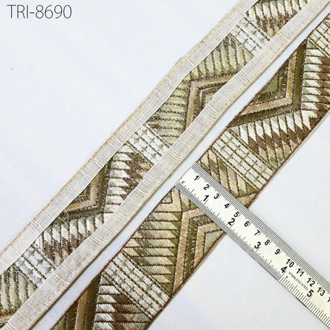 9 Yard Brown 5cm Sari Border Embroidery Trim Embroidered Saree Ribbon Embellishments Sewing Crafting Costumes Headband Dog Collar Tote Bags