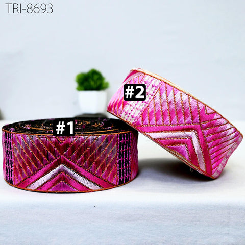 9 Yard Pink 5cm Sari Border Embroidery Trim Embroidered Saree Ribbon Embellishments Sewing Crafting Costumes Headband Dog Collar Tote Bags