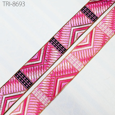 9 Yard Pink 5cm Sari Border Embroidery Trim Embroidered Saree Ribbon Embellishments Sewing Crafting Costumes Headband Dog Collar Tote Bags