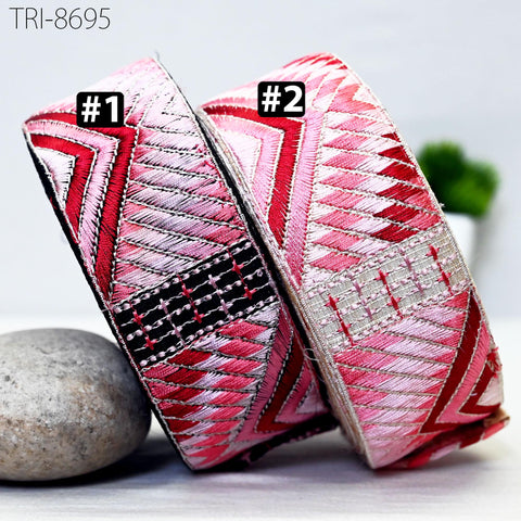 9 Yard Red 5cm Embroidery Border Trim Embellishment Trimming Embroidered Fabric Gift Wrapping Saree Ribbon DIY Crafting Christmas Decoration