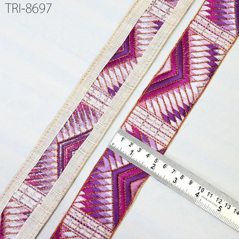 9 Yard Purple 5cm Embroidery Border Embroidered Fabric Trim Gift Wrapping Saree Ribbon DIY Crafting Christmas Decoration Embellishment Trim