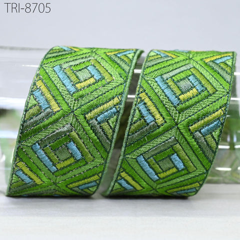 9 Yard Green 5cm Embroidery Border Embroidered Fabric Trim Gift Wrapping Saree Ribbon DIY Crafting Christmas Decoration Embellish Trimmings