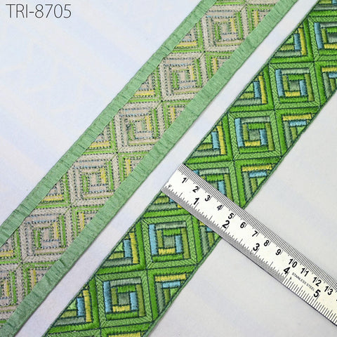 9 Yard Green 5cm Embroidery Border Embroidered Fabric Trim Gift Wrapping Saree Ribbon DIY Crafting Christmas Decoration Embellish Trimmings