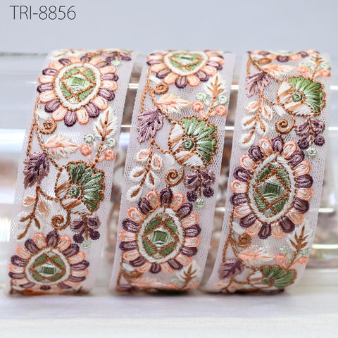 9 Yard multicolour Embroidery Indian 3 cm Trim Sari Border DIY Craft Ribbon Sewing Fabric Decorative Costumes Cushion Curtain Trimming