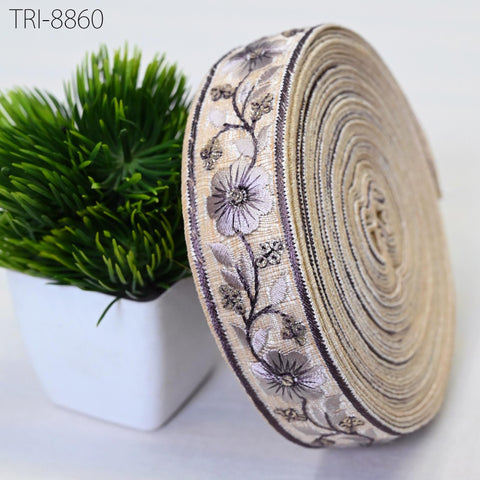 9 Yard Indian Sari Trim 3cm Ribbon Embroidered Saree Embellishments Embroidery Cushion Sewing Crafting Trimmings Curtains Headbands Border