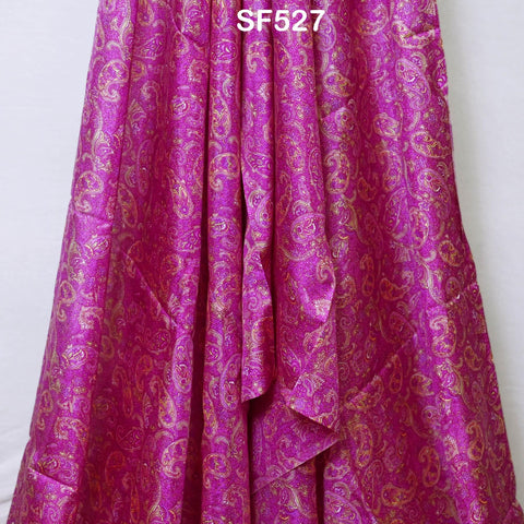 Indian Fuchsia Soft Pure Printed Silk Saree Fabric By The Yard Wedding Dresses Bridesmaid Party Costumes DIY Crafting Drapery Sari Sewing