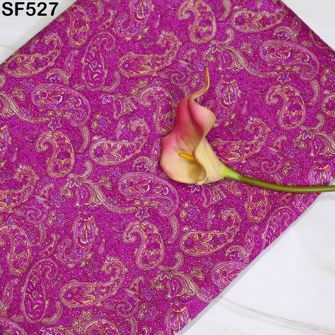 Indian Fuchsia Soft Pure Printed Silk Saree Fabric By The Yard Wedding Dresses Bridesmaid Party Costumes DIY Crafting Drapery Sari Sewing