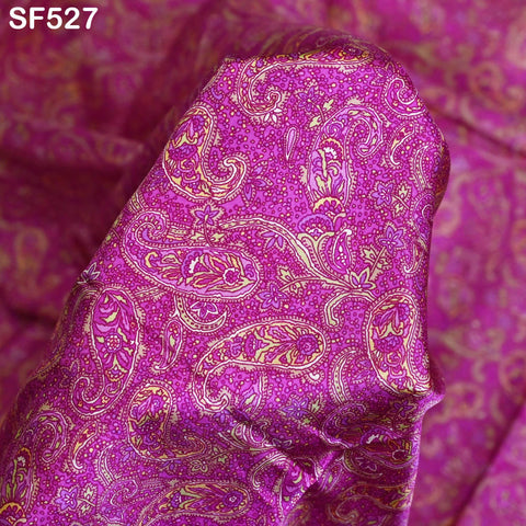 Indian Fuchsia Soft Pure Printed Silk Saree Fabric By The Yard Wedding Dresses Bridesmaid Party Costumes DIY Crafting Drapery Sari Sewing
