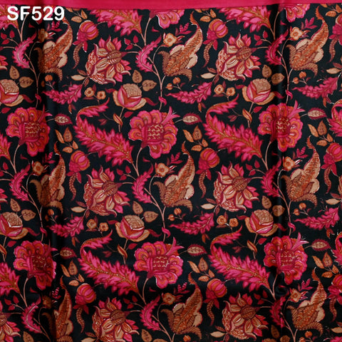 Red Pure Habotai Printed Silk by the Yard Indian Saree Soft Flowy Fabric Wedding Dresses Bridesmaid Costumes Crafting Sewing Scarves