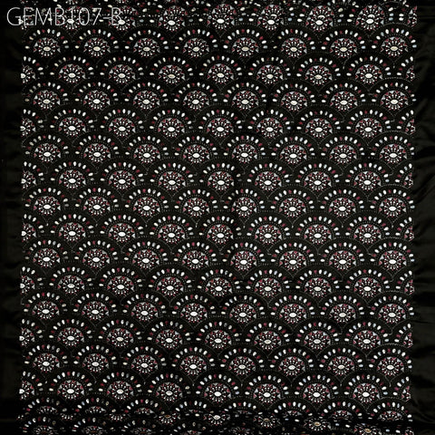 Wedding Dresses Material Indian Black Embroidered Fabric by the yard Sewing DIY Crafting Embroidery Costumes Cushion Covers Table Runners