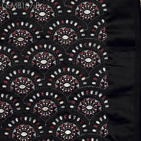 Wedding Dresses Material Indian Black Embroidered Fabric by the yard Sewing DIY Crafting Embroidery Costumes Cushion Covers Table Runners