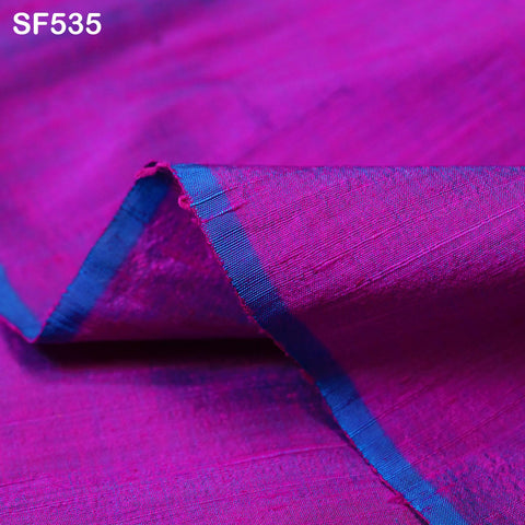 Iridescent Blue Magenta Pure Dupioni Fabric Yardage Wedding Bridesmaid Dresses Indian Raw Silk Dupion Crafting Sewing Upholstery Drapery