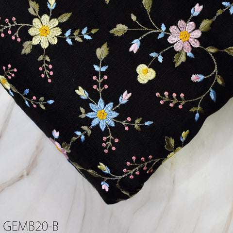 Black Indian Embroidered by the yard Fabric Sewing DIY Crafting Embroidery Wedding Dresses Costumes Dolls Bags Cushion Covers Table Runners