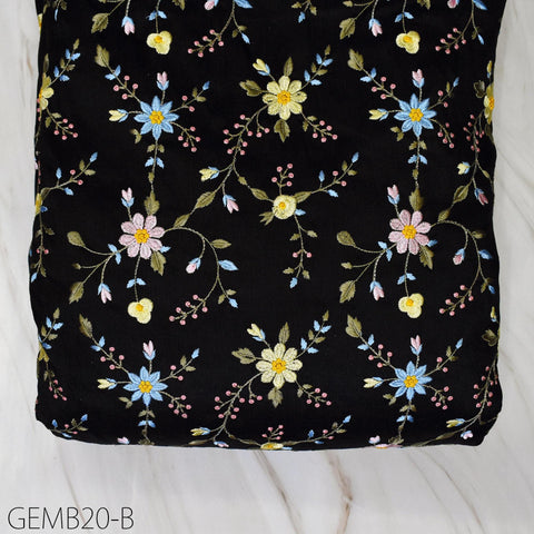 Black Indian Embroidered by the yard Fabric Sewing DIY Crafting Embroidery Wedding Dresses Costumes Dolls Bags Cushion Covers Table Runners