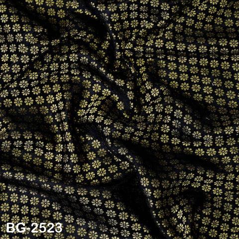 Black Gold Art Silk Banarasi Brocade Fabric by the Yard Wedding Dress Costume Indian Jacquard Fabric Cushion Covers Home Décor