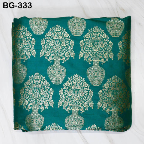 Green Brocade Fabric by the Yard Blended Indian Wedding Dresses Varanasi Crafting Sewing Costume Lehenga Valances Drapery Blouses Upholstery