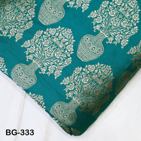 Green Brocade Fabric by the Yard Blended Indian Wedding Dresses Varanasi Crafting Sewing Costume Lehenga Valances Drapery Blouses Upholstery