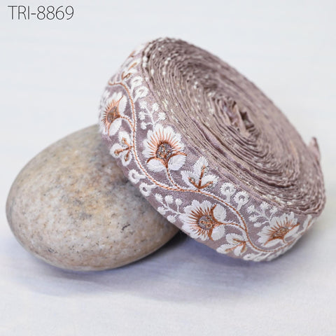 embroidered brown Dupioni Trim