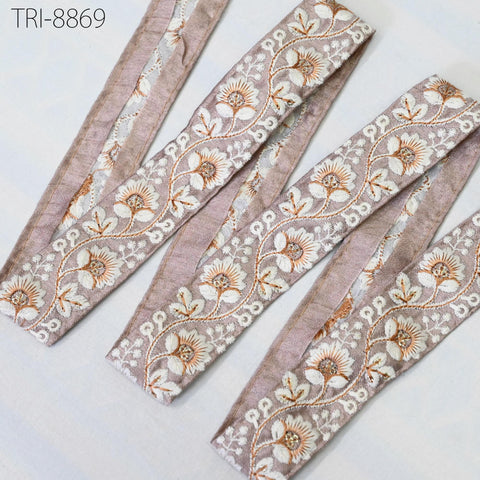 9 Yard Brown 3 cm Embroidery Fabric Trim Cushion Covers Embellishment Embroidered Saree Ribbon Craft Border Indian Wedding Dress Gown Tape