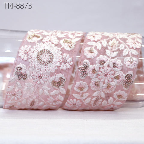 floral design with sequin work