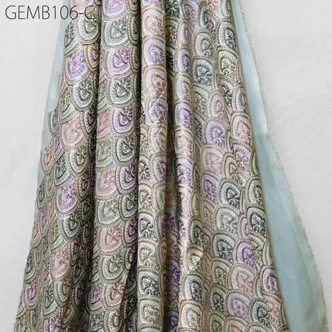 Powder Blue Embroidered Fabric by the yard Sewing DIY Crafting Embroidery Wedding Dress Costumes Dolls Bag Cushion Covers Home Decor Curtain