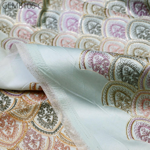Powder Blue Embroidered Fabric by the yard Sewing DIY Crafting Embroidery Wedding Dress Costumes Dolls Bag Cushion Covers Home Decor Curtain