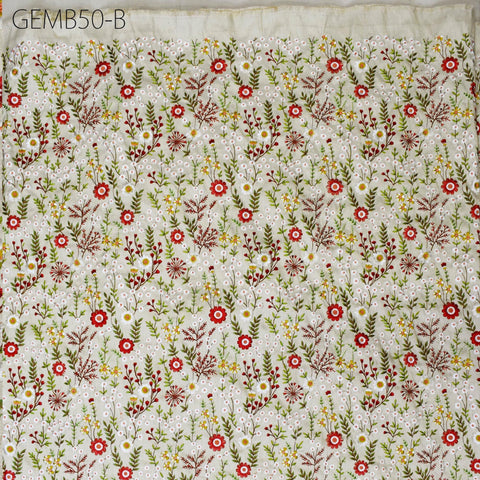 Wedding Dress Material Embroidered Fabric by the yard Sewing DIY Crafting Beige Indian Embroidery Costumes Dolls Bags Cushion Table Runners