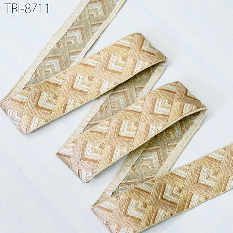 9 Yard Indian 5cm Embroidery Border Ivory Embroidered Fabric Trims Saree Ribbons Crafting Sewing Wedding Decoration Embellishment Gift Wrap