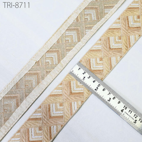 9 Yard Indian 5cm Embroidery Border Ivory Embroidered Fabric Trims Saree Ribbons Crafting Sewing Wedding Decoration Embellishment Gift Wrap