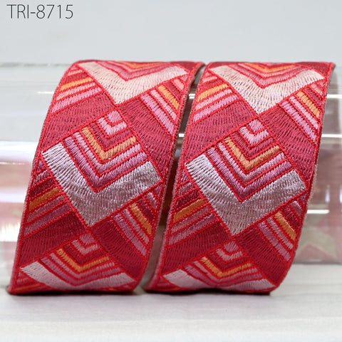 9 Yard Red 5cm Embroidery Ribbon Trim Indian Sari Border Embroidered Crafting Sewing Costumes Tablecloth Lampshades making Home Decor Trim