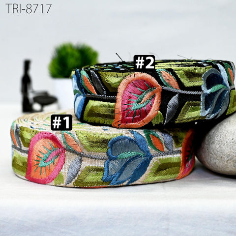 9 Yard 4cm Embroidery Peach Ribbons Trim Embellish Embroidered Fabric Saree Border Theatrical Costumes Crafting Sewing Holidays Decorations