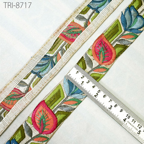 9 Yard 4cm Embroidery Peach Ribbons Trim Embellish Embroidered Fabric Saree Border Theatrical Costumes Crafting Sewing Holidays Decorations