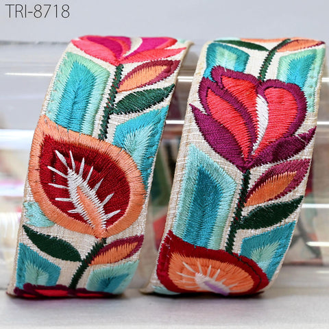 9 Yard Red 4cm Embroidery Ribbons Trim Embellishment Embroidered Fabric Saree Border Theatrical Costumes Crafting Sewing Holidays Decor