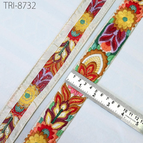 9 Yard Yellow 4cm Embellish Trimming Embroidery Border Embroidered Fabric Trim Gift Wrapping Saree Ribbons DIY Crafting Christmas Decoration