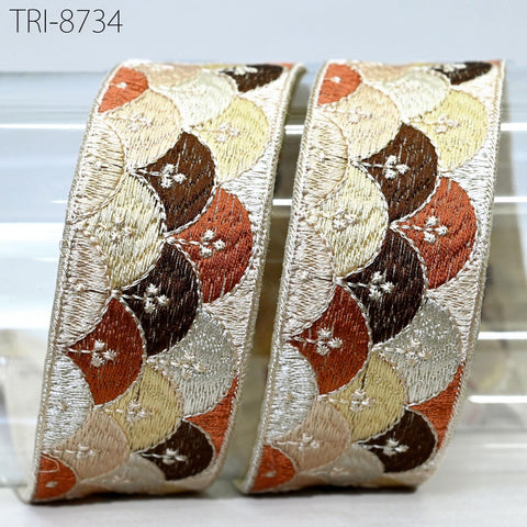 9 Yard 4cm Embroidery Brown Ribbons Trim Embellish Embroidered Fabric Saree Border Theatrical Costumes Crafting Sewing Holidays Decorations