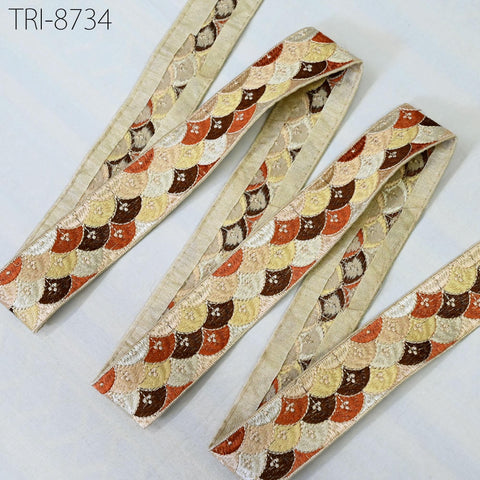 9 Yard 4cm Embroidery Brown Ribbons Trim Embellish Embroidered Fabric Saree Border Theatrical Costumes Crafting Sewing Holidays Decorations