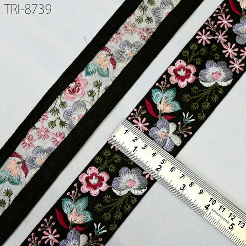 9 Yard Floral 5cm Embroidery Border Ribbon Embroidered Fabric Trim Gift Wrapping Saree DIY Crafting Christmas Decoration Embellishment Trim