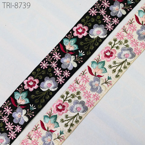 9 Yard Floral 5cm Embroidery Border Ribbon Embroidered Fabric Trim Gift Wrapping Saree DIY Crafting Christmas Decoration Embellishment Trim