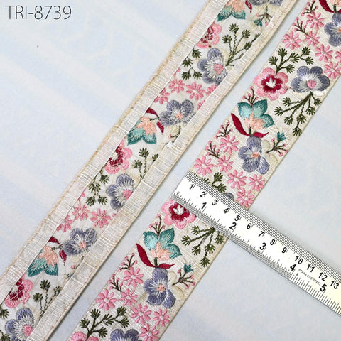 9 Yard Floral 5cm Embroidery Border Ribbon Embroidered Fabric Trim Gift Wrapping Saree DIY Crafting Christmas Decoration Embellishment Trim