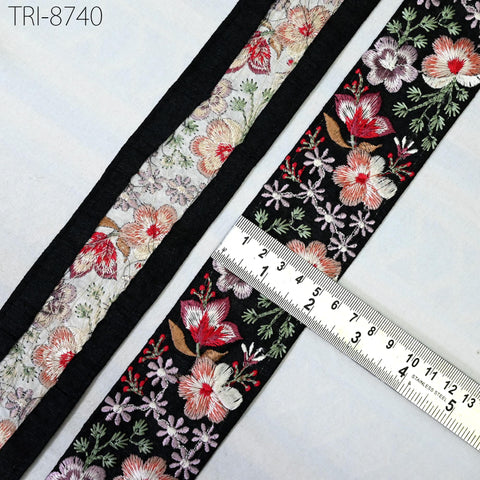 9 Yard Red 5cm Embroidery Trims Ribbon Floral Embellish Embroidered Fabric Saree Costumes Border Crafting Sewing Beach Bags Hats Belts, Gift