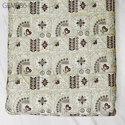 Burgundy Embroidered Fabric by the yard Sewing DIY Crafting Indian Embroidery Wedding Dress Costumes Dolls Bags Cushion Covers Table Runners