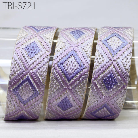 9 Yard 4cm Embroidery Ribbons Trims Lavender Embellish Embroidered Saree Border Costumes Crafting Sewing Beach Bags Tote Pouche Wall Hanging